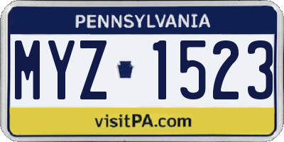 PA license plate MYZ1523