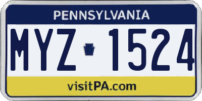 PA license plate MYZ1524