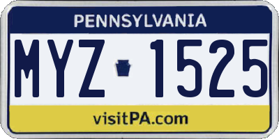 PA license plate MYZ1525