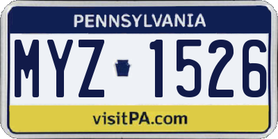 PA license plate MYZ1526