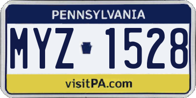 PA license plate MYZ1528