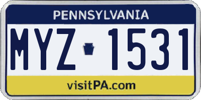 PA license plate MYZ1531
