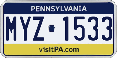 PA license plate MYZ1533
