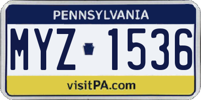 PA license plate MYZ1536