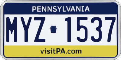 PA license plate MYZ1537