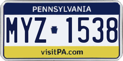PA license plate MYZ1538