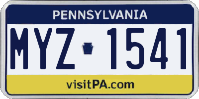 PA license plate MYZ1541
