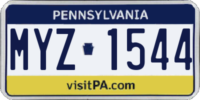 PA license plate MYZ1544