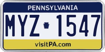 PA license plate MYZ1547
