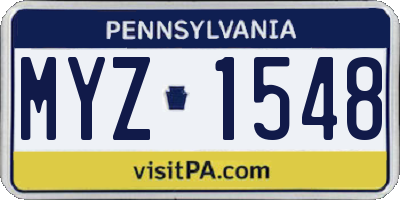 PA license plate MYZ1548