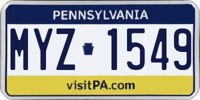 PA license plate MYZ1549
