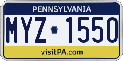 PA license plate MYZ1550