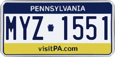 PA license plate MYZ1551