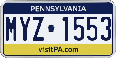 PA license plate MYZ1553