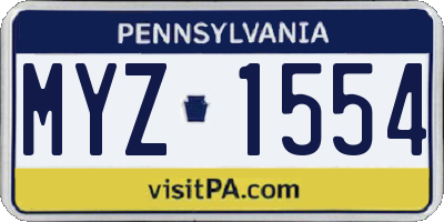 PA license plate MYZ1554
