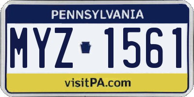 PA license plate MYZ1561
