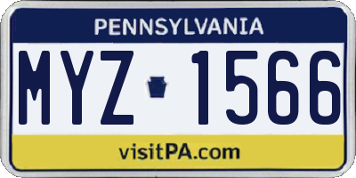 PA license plate MYZ1566