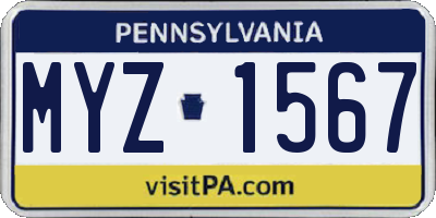 PA license plate MYZ1567