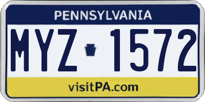 PA license plate MYZ1572