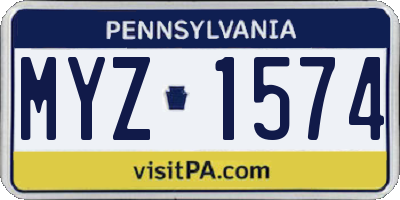 PA license plate MYZ1574