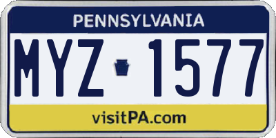 PA license plate MYZ1577