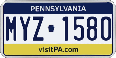 PA license plate MYZ1580