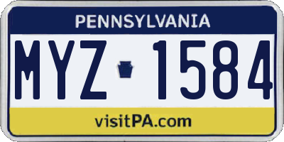 PA license plate MYZ1584