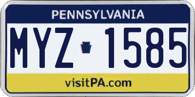 PA license plate MYZ1585