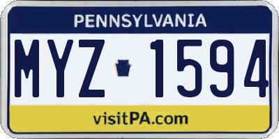 PA license plate MYZ1594