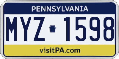 PA license plate MYZ1598