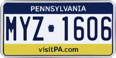 PA license plate MYZ1606