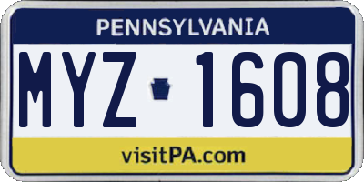 PA license plate MYZ1608
