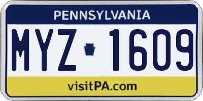 PA license plate MYZ1609