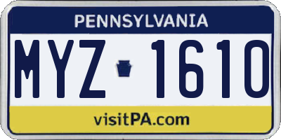 PA license plate MYZ1610