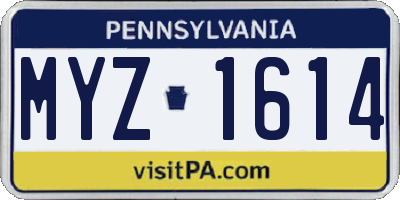 PA license plate MYZ1614