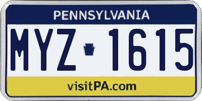PA license plate MYZ1615