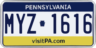 PA license plate MYZ1616