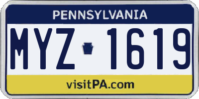PA license plate MYZ1619