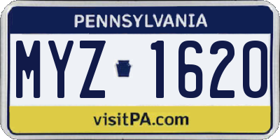 PA license plate MYZ1620