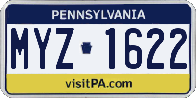 PA license plate MYZ1622