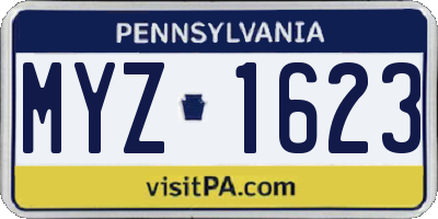 PA license plate MYZ1623