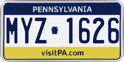 PA license plate MYZ1626