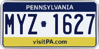 PA license plate MYZ1627