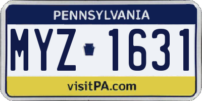 PA license plate MYZ1631
