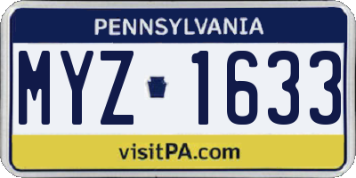 PA license plate MYZ1633