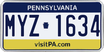 PA license plate MYZ1634