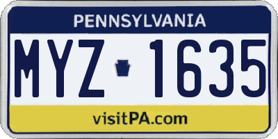 PA license plate MYZ1635