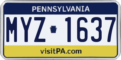 PA license plate MYZ1637