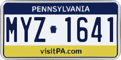 PA license plate MYZ1641