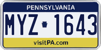 PA license plate MYZ1643